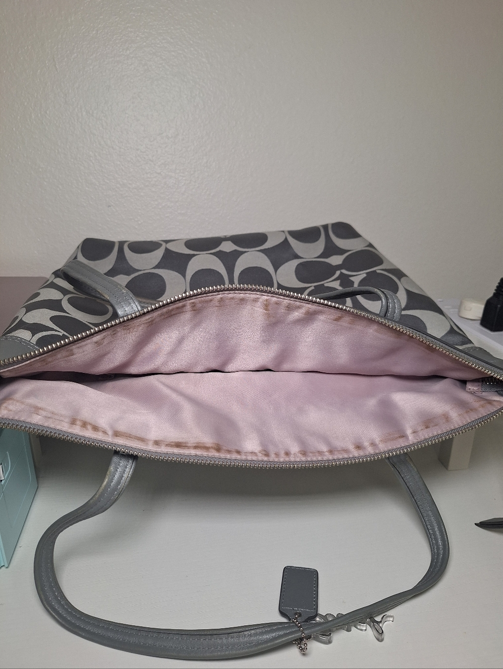 Coach Silver Gray Signature Tote - Picture 10 of 13